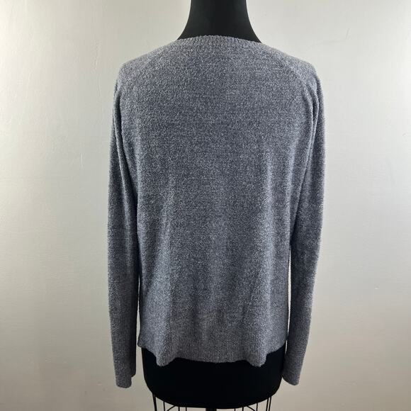 Barefoot Dreams Cozy Chic Lite Raglan Crew Sweater Gray Round Neck Pocket Size M - Picture 9 of 12
